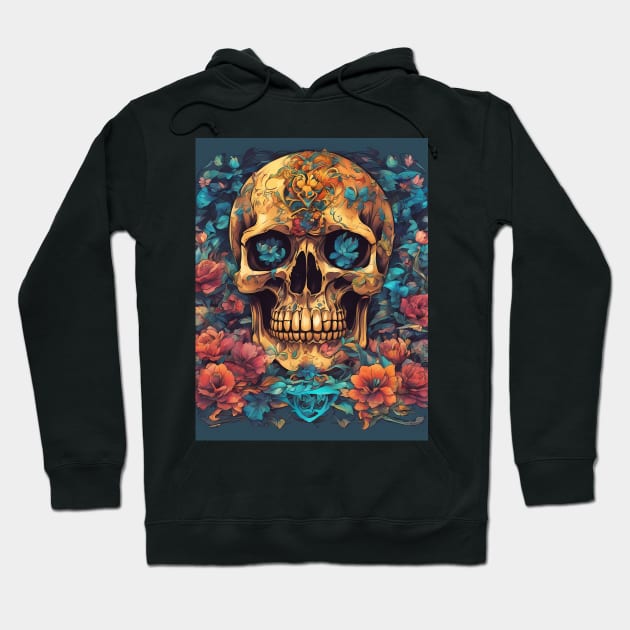 Top Flowers Skull Samurai Hoodie by animegirlnft